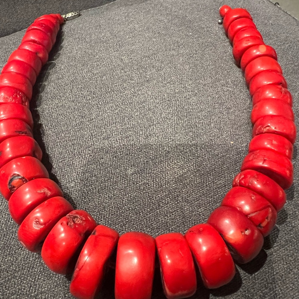 One of a Kind Bold Red Coral Necklace 🪸